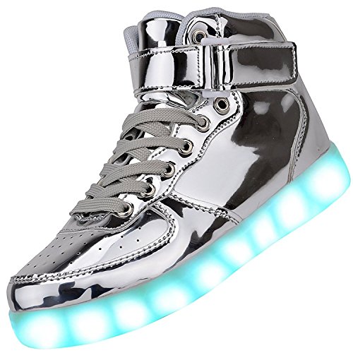 Padgene Unisex Zapatillas LED para Hombre Mujere con Luces (7 Colores) USB Carga Zapatos de Deporte