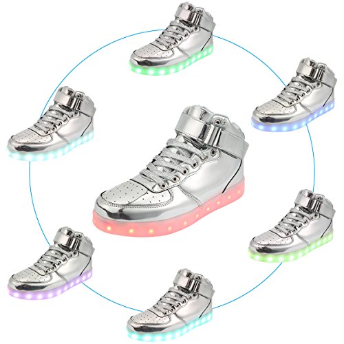 Padgene Unisex Zapatillas LED para Hombre Mujere con Luces (7 Colores) USB Carga Zapatos de Deporte