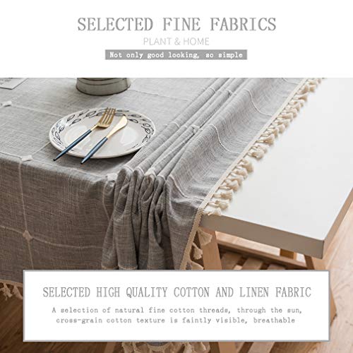 Pahajim Algodón Lino Paño de Mesa Cena Cubierta de Mesa Borla Mantel Anti-Manchas Servidor Decorativo a Prueba de Polvo para mesas rectangulares y ovaladas Lavable(Celosía Gris,140x260cm)