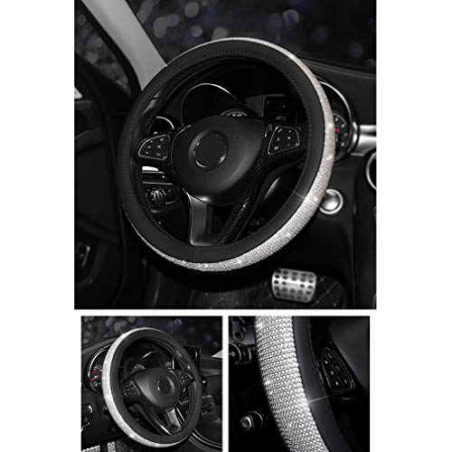 Pahajim Cubierta Del Volante Del Coche Shining Antideslizante Lindo Para Diamantes Colección De Moda y Elegante Mujeres(Negro-Blanco) …