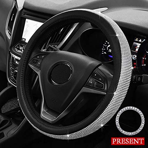 Pahajim Cubierta Del Volante Del Coche Shining Antideslizante Lindo Para Diamantes Colección De Moda y Elegante Mujeres(Negro-Blanco) …