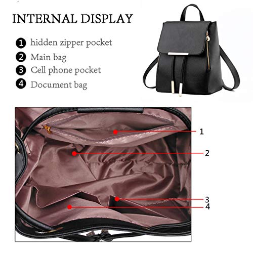 Pahajim Moda Bolso Mochila Mujer Casual Elegante Mochila Portátil de Cuero PU Bolsa Mujer Casual para Escuela, Oficina, Viajes