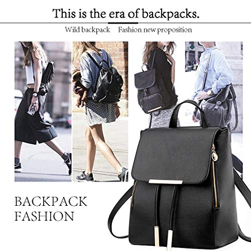 Pahajim Moda Bolso Mochila Mujer Casual Elegante Mochila Portátil de Cuero PU Bolsa Mujer Casual para Escuela, Oficina, Viajes