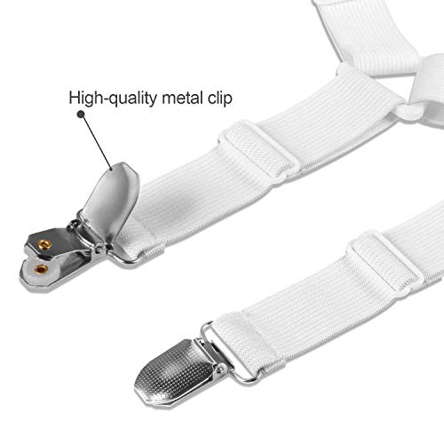 PAMIYO 8 Piezas Sujetadores para Sábanas, Clips de Hoja, Ajustable Largo Correas de la Hoja, Ajustables Elásticos Correas Cama Clips para Sábana Bajera Fundas de Colchón Sofá (Blanco)