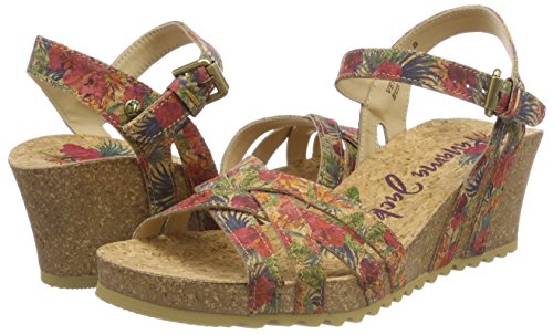 Panama Jack Vera Cork, Sandalia con Pulsera para Mujer, Rojo (Rojo B1), 36 EU