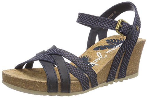 Panama Jack Vera Snake, Sandalia con Pulsera para Mujer, Azul (Marino B2), 37 EU