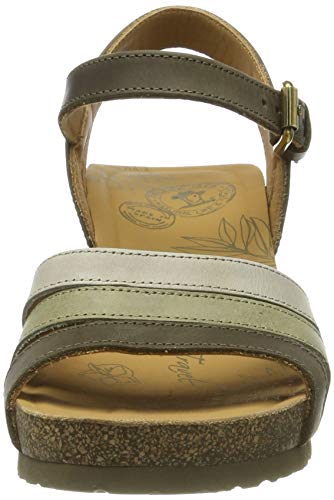 Panama Jack Vita Basics, Sandalia con Pulsera para Mujer, Verde (Kaki B5), 39 EU