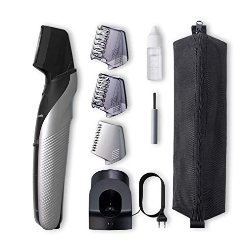 Panasonic ER-GK60-S503 - Recortadora de Barba y Precisión 3 en 1 (Recargable, Forma de Navaja, i-Shaper, 3 accesorios, Acero Inoxidable, Peine para Zonas Delicadas y para Perfilar la Barba), Plata