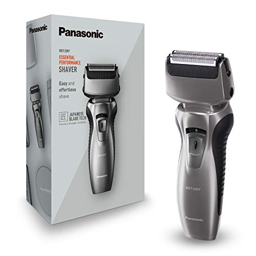 Panasonic ES-RW33-H503 - Afeitadora y recortadora para hombre (2 en 1, hojas precisión nanométrica, cabezal giratorio flexible, lavable, hojas dobles, luz de carga, funda de viaje) gris