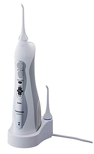 Panasonic EW1411H845 - Irrigador Bucal Eléctrico Portátil, Modo AIR IN (Burbujas de Agua), 3 Niveles de Potencia, Recargable, Inalámbrico, para Aparatos Dentales, Ligero, Blanco