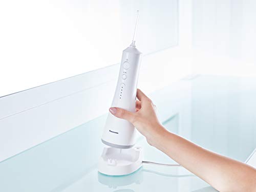Panasonic EW1511W503 Irrigador Bucal Eléctrico Portátil (Tecnología Ultrasónica, 5 Niveles de Potencia, Recargable, Inalámbrico, Óptimo Para Aparatos Dentales, 1500 Impulsos/min, Ligero)- Color Blanco