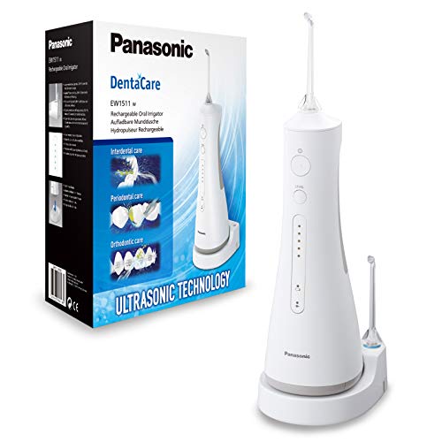 Panasonic EW1511W503 Irrigador Bucal Eléctrico Portátil (Tecnología Ultrasónica, 5 Niveles de Potencia, Recargable, Inalámbrico, Óptimo Para Aparatos Dentales, 1500 Impulsos/min, Ligero)- Color Blanco