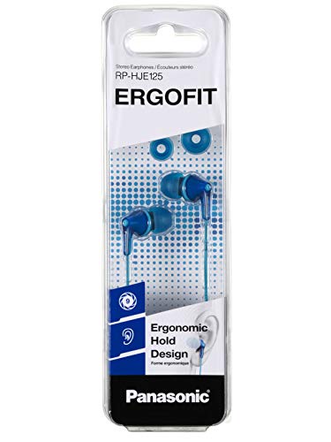 Panasonic RP-HJE125E-A Auriculares Boton con Cable In-Ear (Headphone Sonido Estéreo para Móvil, MP3/MP4, Diseño de Ajuste Cómodo, Imán Neodimio 9mm, Presión de Sonido de 97 dB), Color Azul, 17