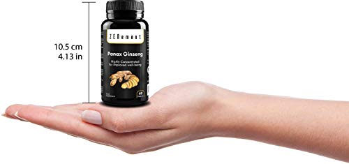 Panax Ginseng 2375mg, 50 mg de Ginsenósidos, 60 Cápsulas | Mejora la concentración, memoria y resistencia atlética | No GMO, 100% Natural | Zenement