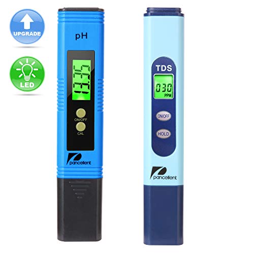 Pancellent Calidad del Agua Medidor de Prueba TDS PH 2 en 1 Kit 0 – 9990 ppm Rango de medición 1 PPM Resolución 2% Lectura precisión