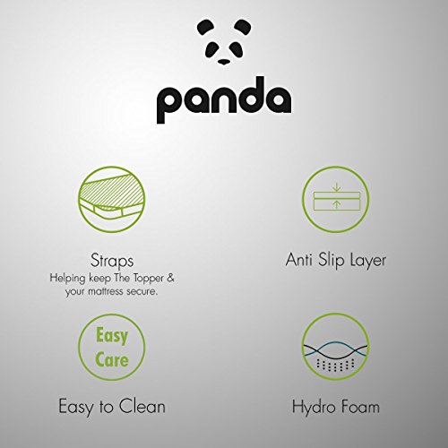Panda The Topper – Gel Infused Memory Foam (Hydro-Foam) Bamboo Mattress Topper, bambú, Blanco, EU Double