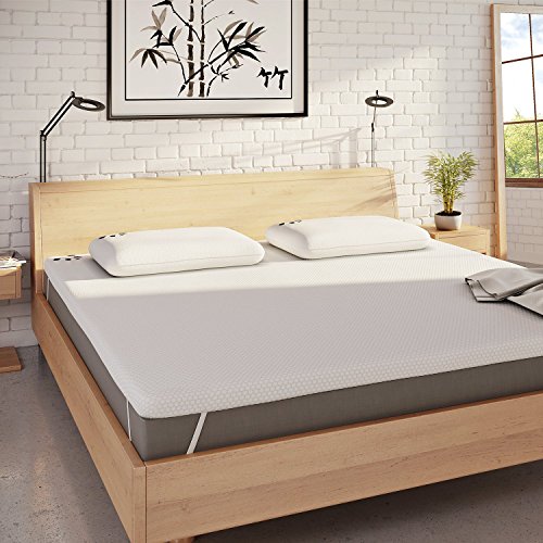 Panda The Topper – Gel Infused Memory Foam (Hydro-Foam) Bamboo Mattress Topper, bambú, Blanco, EU Double