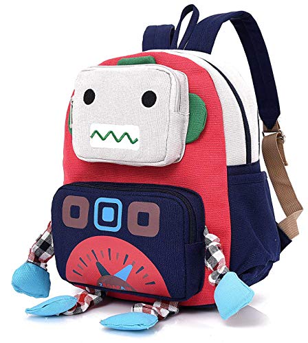 Panegy - Bolsa de Robot de Cartoon en 3D para Niñas Niños Pequeños Mochilas Infantil Multifuncional para Jardín de Infancia Viajes Mochila Linda con Sacos Múltiples Lienzo Azul Oscuro