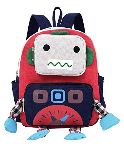 Panegy - Bolsa de Robot de Cartoon en 3D para Niñas Niños Pequeños Mochilas Infantil Multifuncional para Jardín de Infancia Viajes Mochila Linda con Sacos Múltiples Lienzo Azul Oscuro
