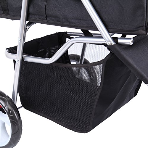 Paneltech Cochecito Plegable Mascotas Cochecitos Perros Carrito de Perro 4 Ruedas Plegable Carro Gatos Mascotas (Negro)