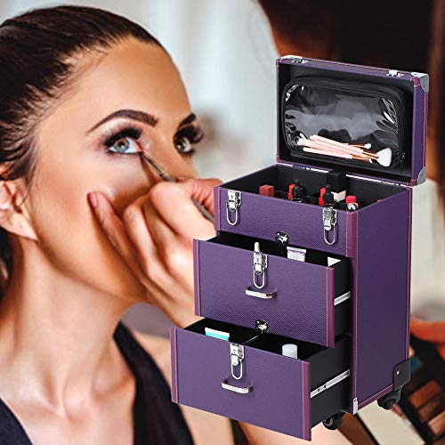 Pangding Caja de Herramientas Firme, Caja de Herramientas Wenxiu, fácil de almacenar, salón de Belleza de Viaje Alto para maquilladores caseros(Violet)