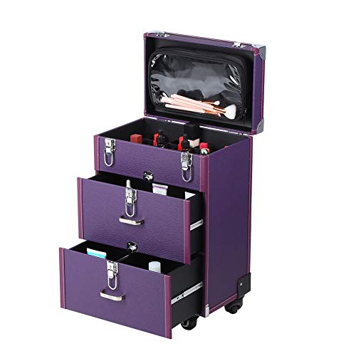 Pangding Caja de Herramientas Firme, Caja de Herramientas Wenxiu, fácil de almacenar, salón de Belleza de Viaje Alto para maquilladores caseros(Violet)