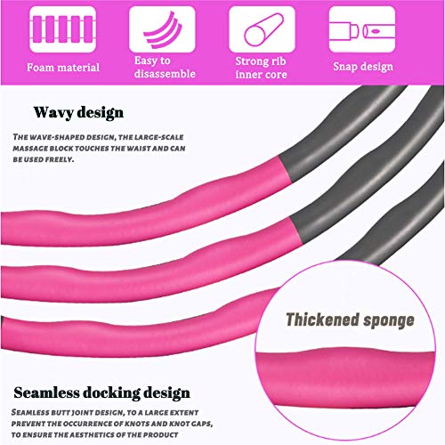 Panngu 8 Secciones Aros de Fitness 1.5kg, Fitness Ejercicio Hula Hoop Desmontable per Perder Peso, Hacer Fina Cintura, 6/7/8 Secciones Partes ensambladas Hula Hoop - Mini Cinta Métrica（Rosa y Blanco）
