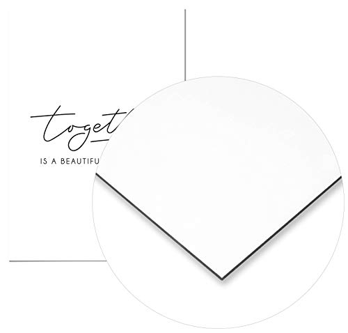 Panorama Cuadro de Aluminio Together 30x21cm - Impreso en Aluminio Dibond Blanco - Cuadro Frases Positivas - Cuadros Mensajes Decoración - Cuadros para Dormitorio - Láminas Decorativas