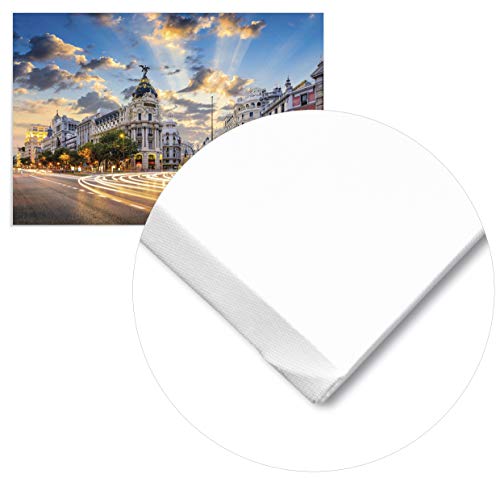 Panorama Lienzo Gran Vía Madrid 100 x 70 cm Impreso en Lienzo Bastidor Cuadros Decoración Salón Cuadros para Dormitorio Cuadros Lienzos Decorativos Cuadros Modernos
