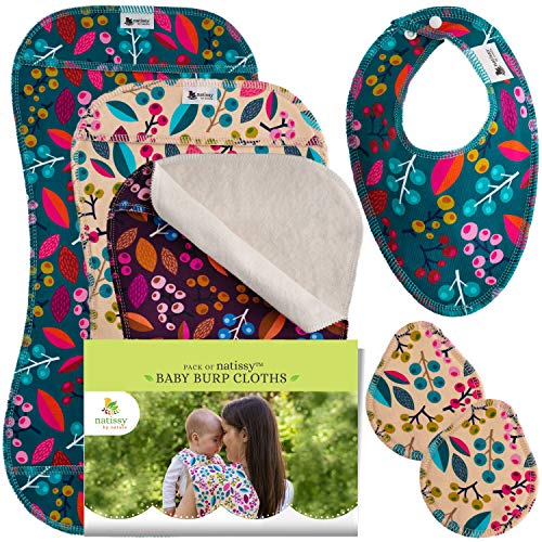 Paños Para Bebé de Algodón Orgánico, Pack de 3 Doble Capa Trapos de muselina modernos MADE IN EU, Toallas de Lactancia Suaves y Absorbentes, Burp Cloths de secado rápido, Recién Nacidos Bebés y Niños