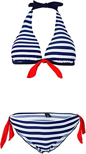 PANOZON Mujer Bikinis Sexy Traje de Baño Colgando al Cuello con Dos Colores Opcionales (Small, Azul-3)