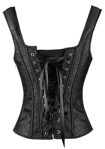 PANOZON Nuevo Corpiño de Corsé Estampado para Mujer Gótico Bustiers con Correa (5X-Large, Negro)