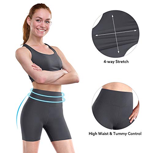 Pantalones cortos de yoga Promover de cintura alta para mujeres con bolsillos no transparentes para entrenamiento - Gris - S