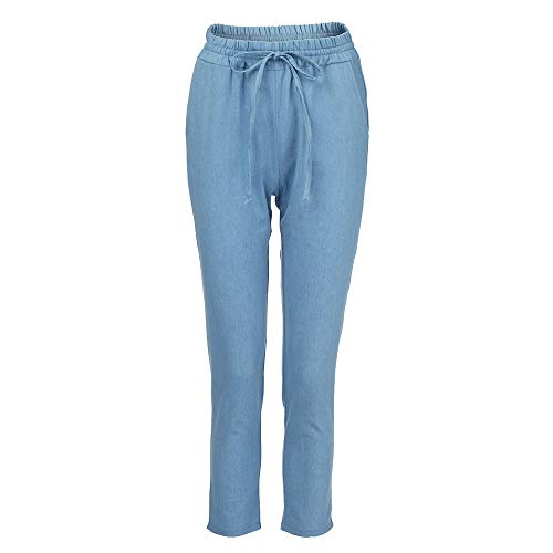 Pantalones Vaquero para Mujer Otoño Invierno 2018 Moda PAOLIAN Casual Pantalones Vestir Tallas Grandes Suelto Fiesta Pantalones Cintura Alta con Pretina Elástica Baggy Señora