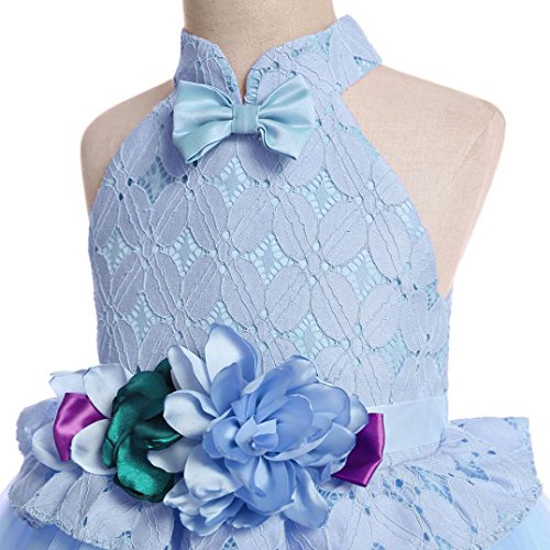 PAOLIAN Vestidos de Fiestas para niñas Manga Larga Otoño 2018 Falda mullida Princesa Boda niñas Asimetricas con Bowknot Vestidos Noche Costura Florales Hilado Neto Asimetricas de 2 años - 7 años