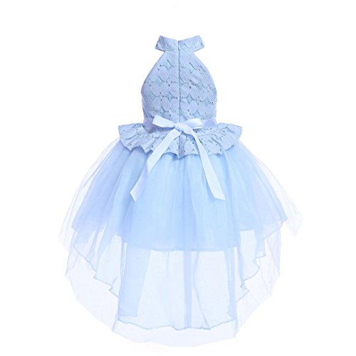PAOLIAN Vestidos de Fiestas para niñas Manga Larga Otoño 2018 Falda mullida Princesa Boda niñas Asimetricas con Bowknot Vestidos Noche Costura Florales Hilado Neto Asimetricas de 2 años - 7 años