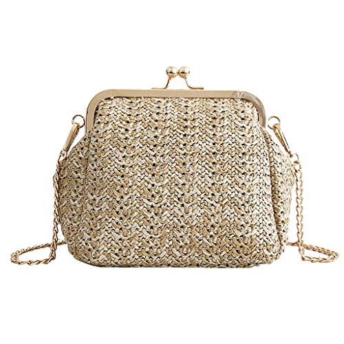 PAOLIAN_Bolsos Bolsos para Mujer de Paja Bandolera Verano Pequeños Hombro Mujer Baratos Playa Shoulder Crossbody Bolso Cesta Cubo de Correa de cadena Monedero Juveniles