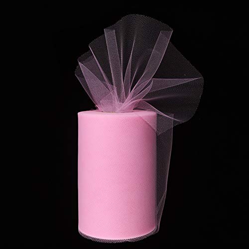 Paor 100 Yardas 15cm de ancho Tela de cinta de tul para la decoración de la fiesta Wraping Craft Bow Girl Tutu Color Verde oscuro/rosa / púrpura Amarillo limón/Azul marino/Blanco (Pink)