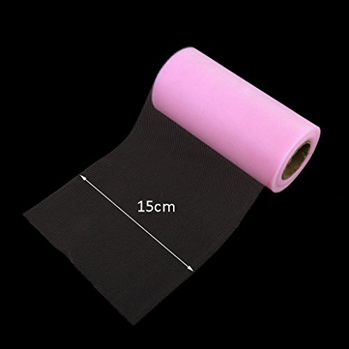 Paor 100 Yardas 15cm de ancho Tela de cinta de tul para la decoración de la fiesta Wraping Craft Bow Girl Tutu Color Verde oscuro/rosa / púrpura Amarillo limón/Azul marino/Blanco (Pink)