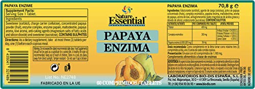 Papaya enzyma. Papaina (6.000 USP/mg) 60 tabletas