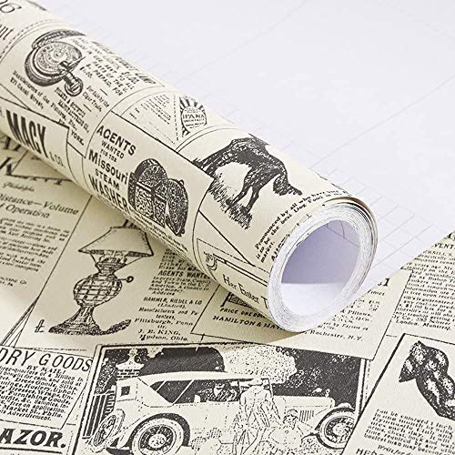 Papel adhesivo de periódico, vintage, de vinilo, revestimiento para cajones, muebles artes, manualidades, decoración del hogar, de 60 x 300 cm