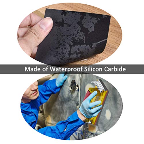 Papel de lija de grano 120 a 3000 Grit Papel de lija húmedo para madera 9 x 3.6 pulgadas, lijado de metal y acabado de muebles de madera para pulido de automóviles, lijado seco o húmedo, 42 hojas
