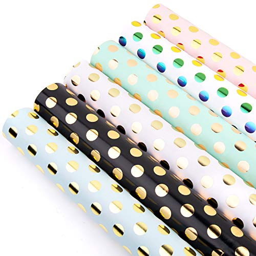 Papel Para Envolver Regalos, GuKKK 6 Hojas Papel de Regalo + 1 Rollo de Cinta, Niños Niñas Cumpleaños Papel Regalo, para Cumpleaños, San Valentín, Día De Fiesta, Baby Shower, Navidad(70 x 50cm)