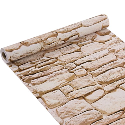Papel pintado autoadhesivo efecto piedra decoración para muebles dormitorio sala de estar oficina beige