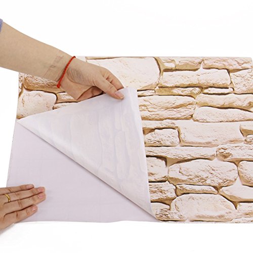 Papel pintado autoadhesivo efecto piedra decoración para muebles dormitorio sala de estar oficina beige