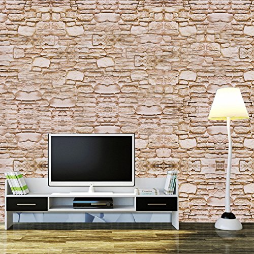 Papel pintado autoadhesivo efecto piedra decoración para muebles dormitorio sala de estar oficina beige
