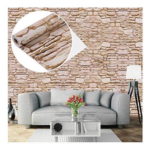 Papel pintado autoadhesivo efecto piedra decoración para muebles dormitorio sala de estar oficina beige