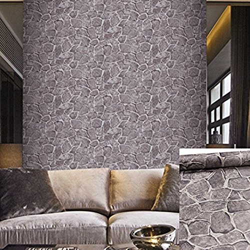 Papel pintado autoadhesivo efecto piedra decoración para muebles dormitorio sala de estar oficina gris