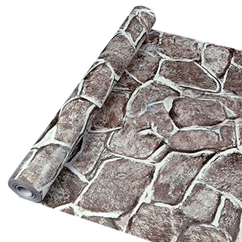 Papel pintado autoadhesivo efecto piedra decoración para muebles dormitorio sala de estar oficina gris