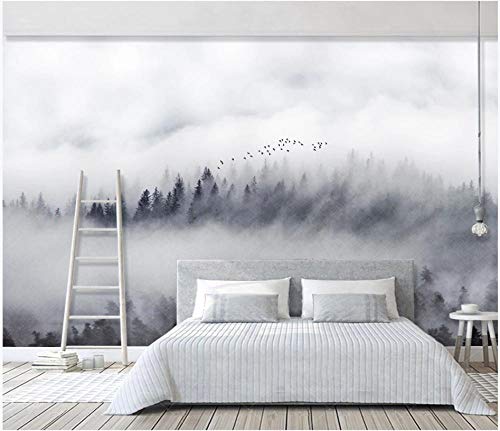 Papel Pintado Fotográfico 3D - Paisaje moderno Nubes Bosque Montañas Aves - No-trenzado papel pintado Salón Dormitorio Decoración murales decoración de paredes moderna 300 x 210 cm